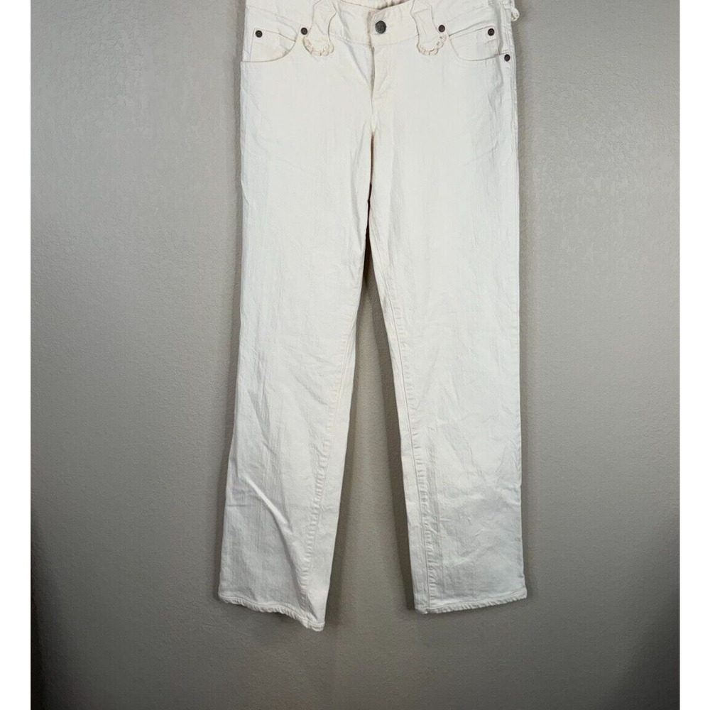 Zac Posen Womens‎ Straight Leg Jeans Size 6 Ivory Mid Rise Denim 6 Pockets